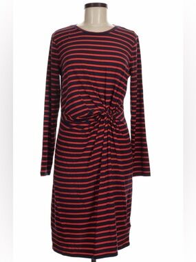GAP Red and Navy Striped Long Sleeve Knot-Waist Dress